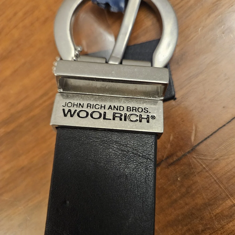 Woolrich Belt Reversible‎ Size M Genuine Italian Full Grain Leather Black Brown